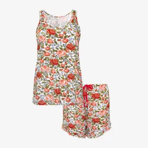 Posh Peanut Alma Women's Tank Top & Ruffled Shorts Loungewear Set