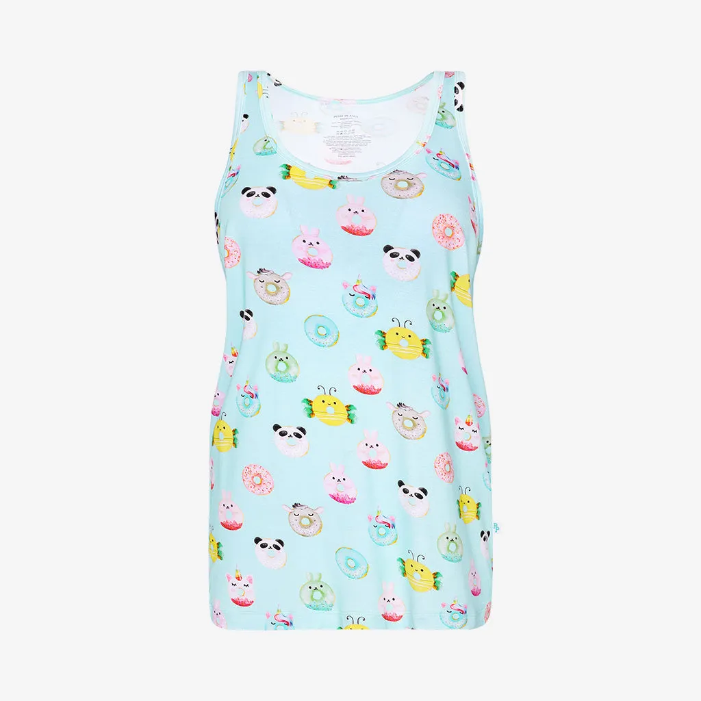 Posh Peanut Donuts Women's Tank Top & Ruffled Shorts Loungewear Set