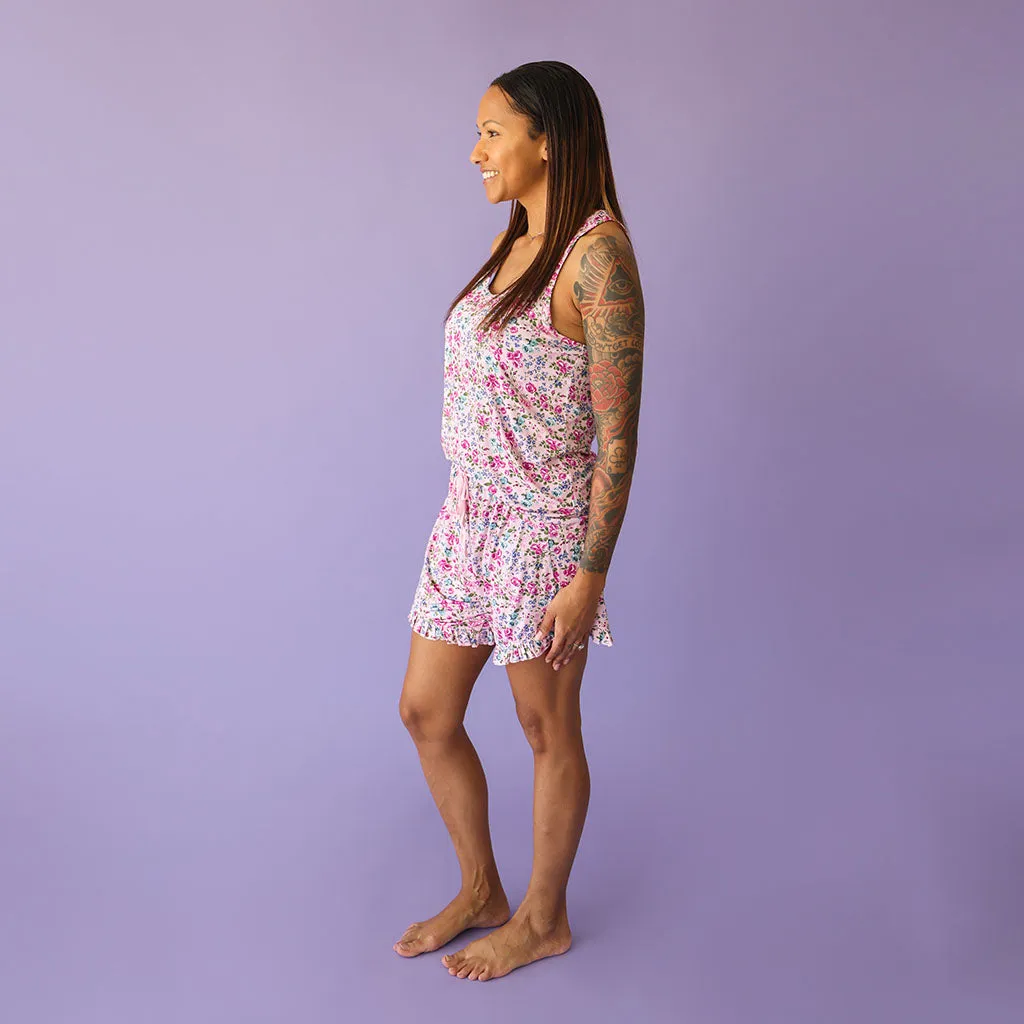 Posh Peanut Pixie Women's Tank Top & Ruffled Shorts Loungewear Set