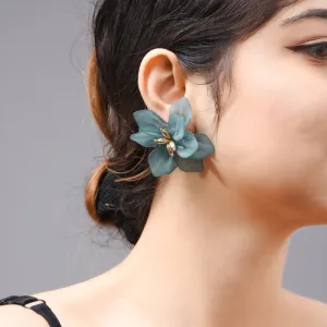 Princess Acrylic Big White Orange Green Flower Earrings Women's Jewelry