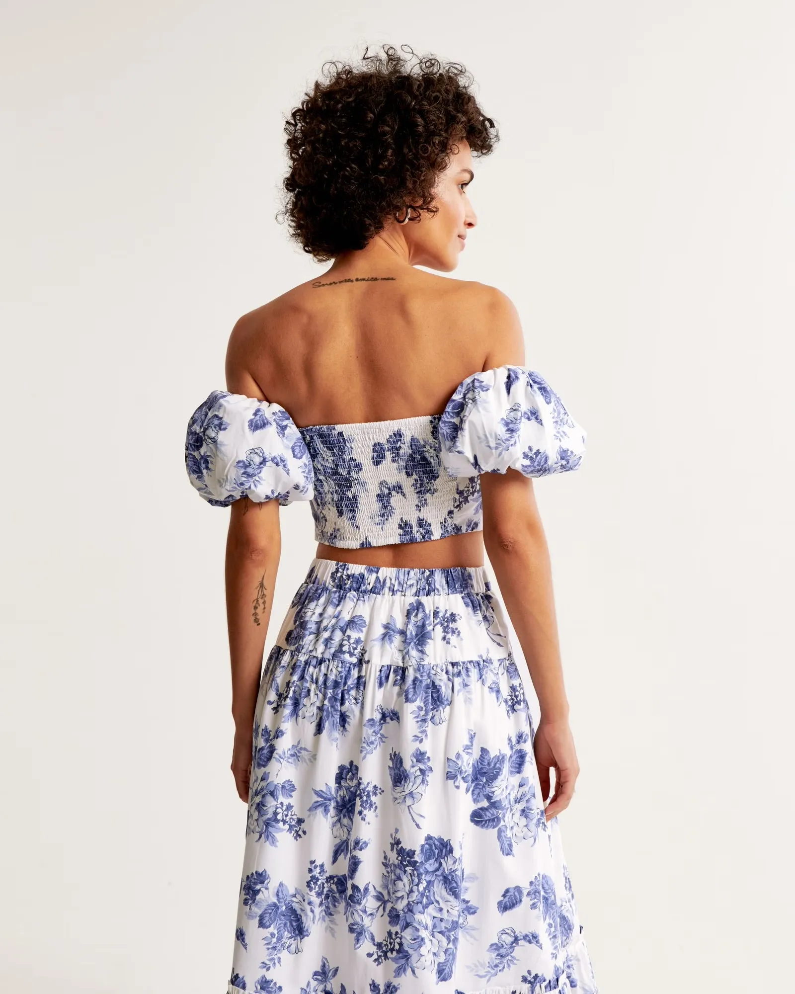 Printed Poplin Off-The-Shoulder Top