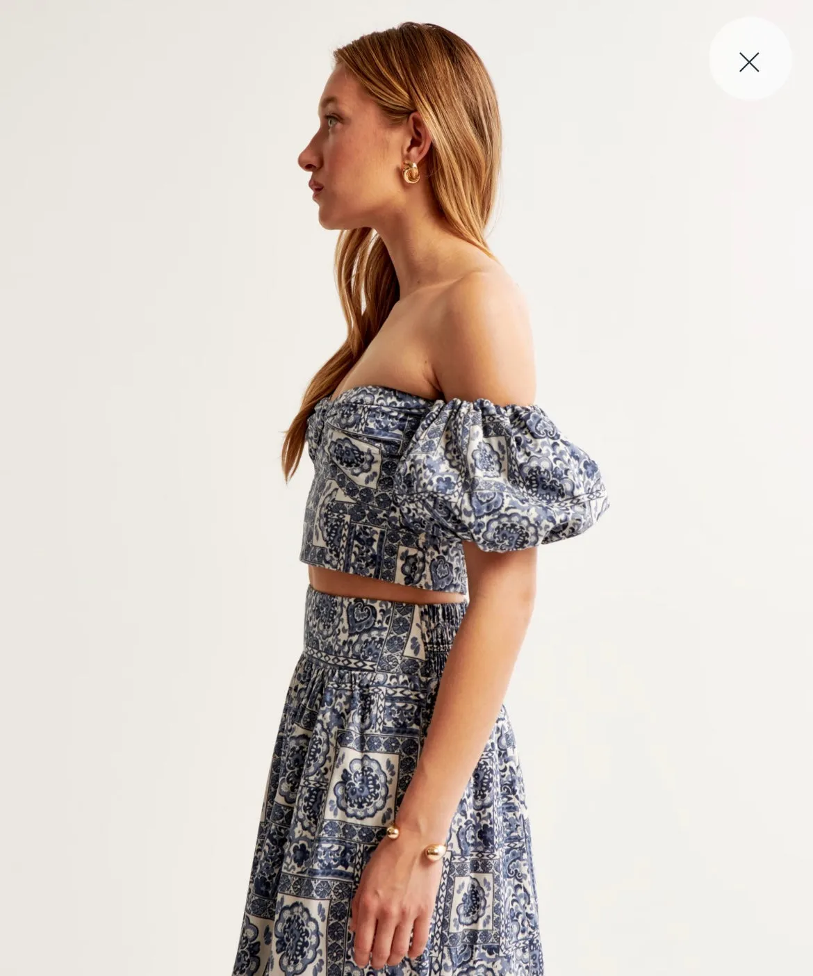 Printed Poplin Off-The-Shoulder Top