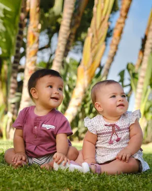 "Zephyr" Plum Cheesecloth T-Shirt & Striped Shorts