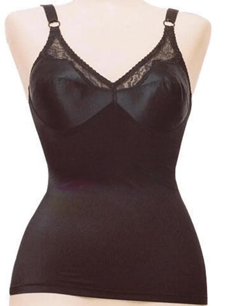 Rago Satin and Lace Stretch Camisole Soft Shaping - Black / Beige