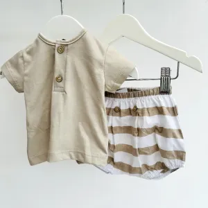 Rapife Boys Beige T-shirt & Jam Pants
