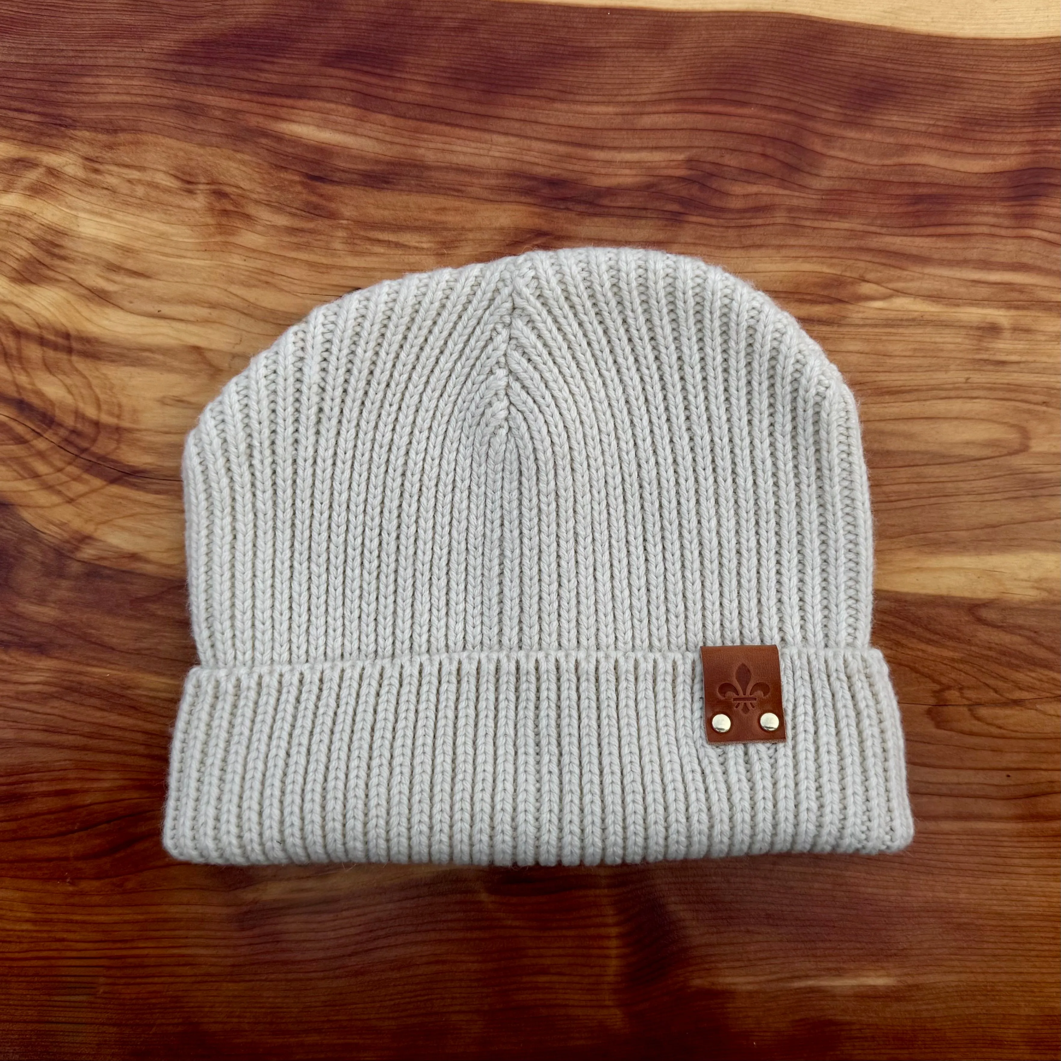 Recycled Wool Fleur-de-Lis Beanie (Ansgar Leather Co Collab)