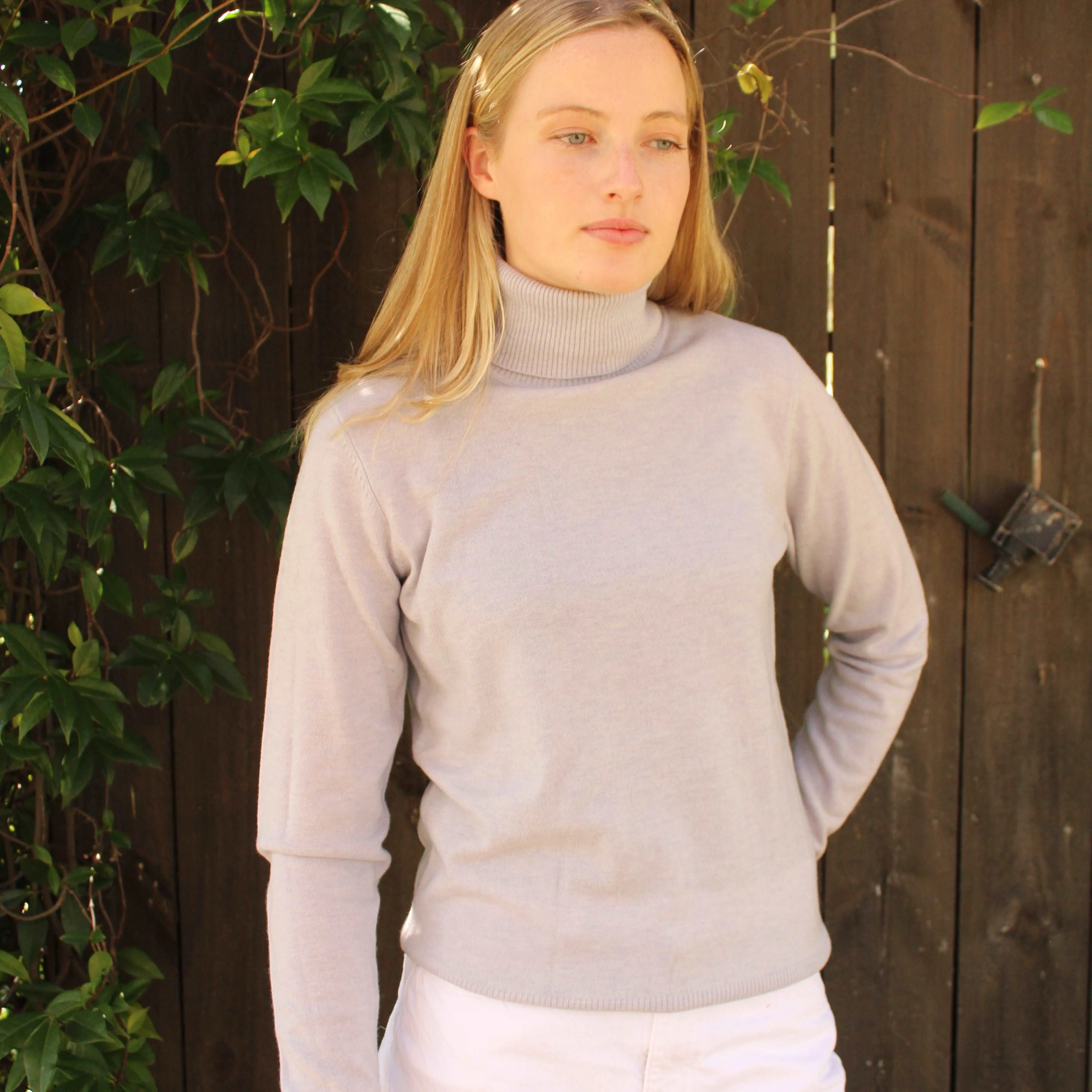 Roll Neck Top - Light Grey