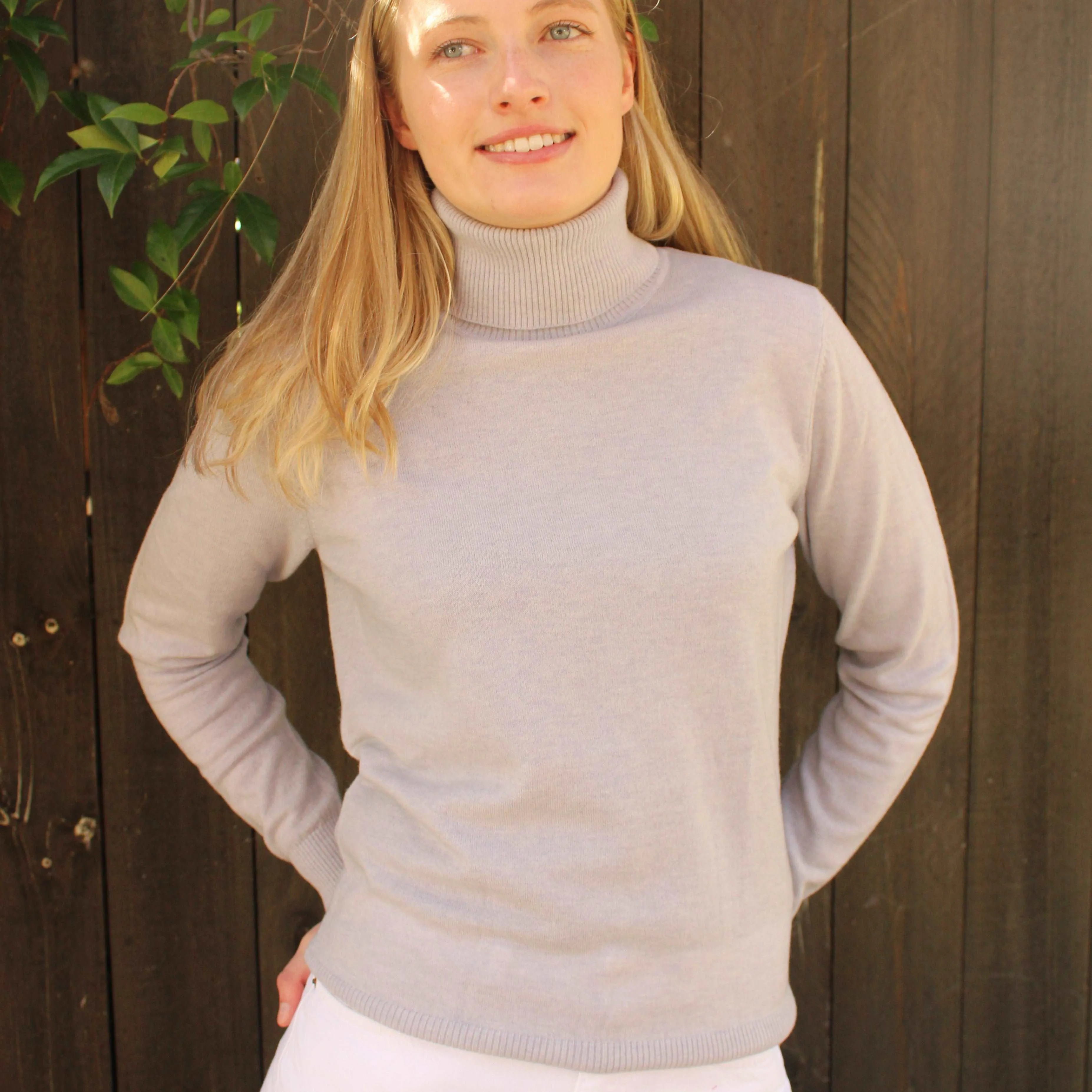 Roll Neck Top - Light Grey