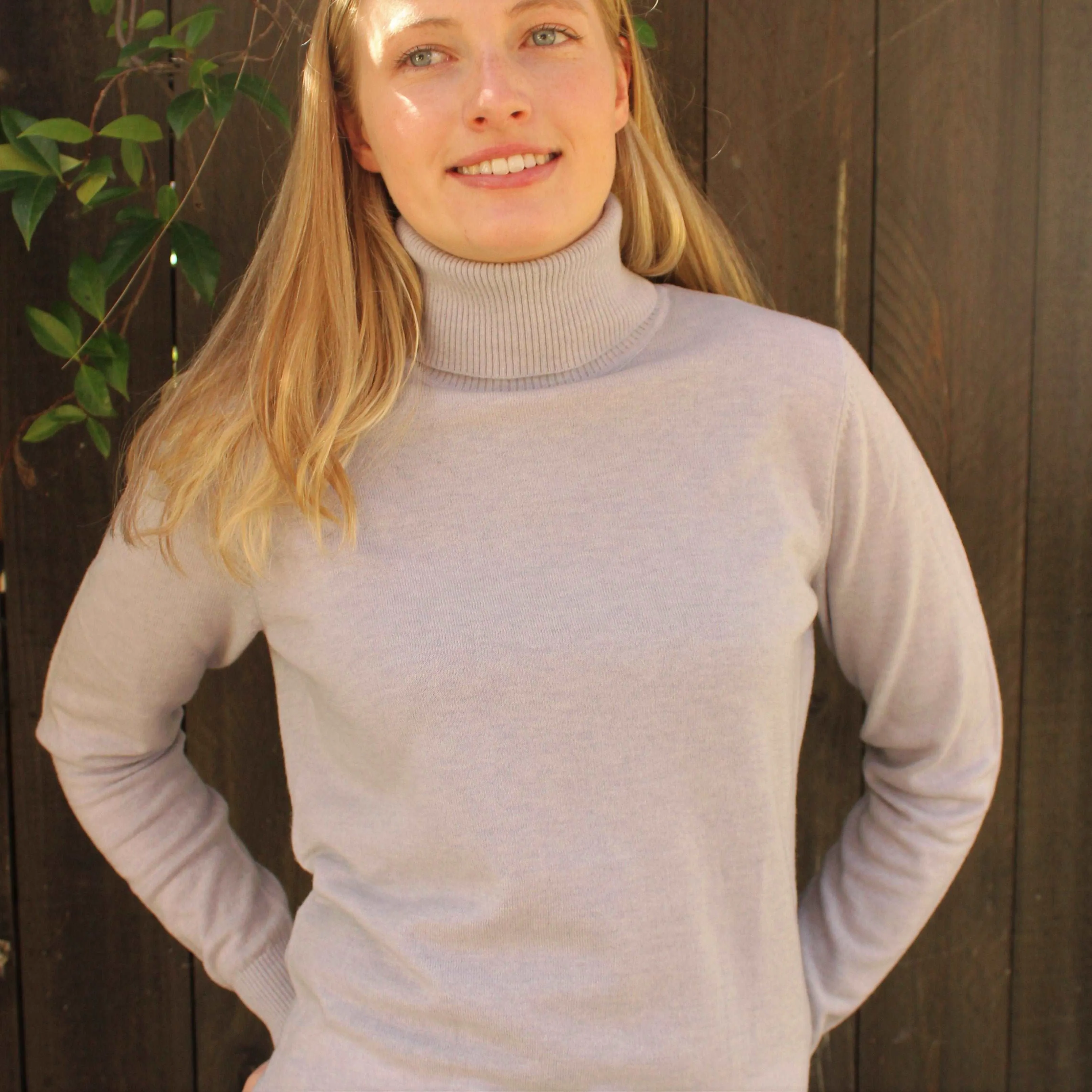 Roll Neck Top - Light Grey