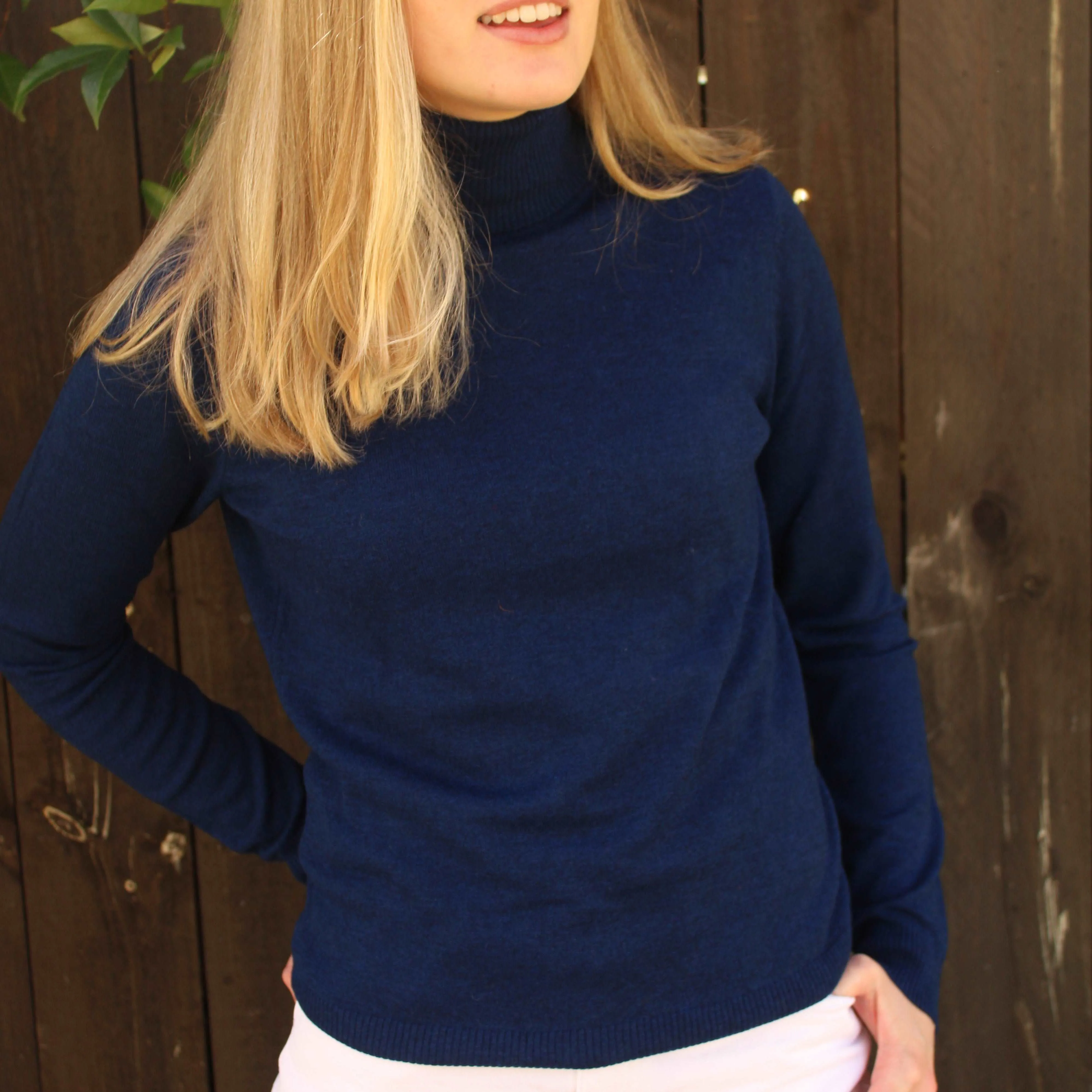 Roll Neck Top - Navy