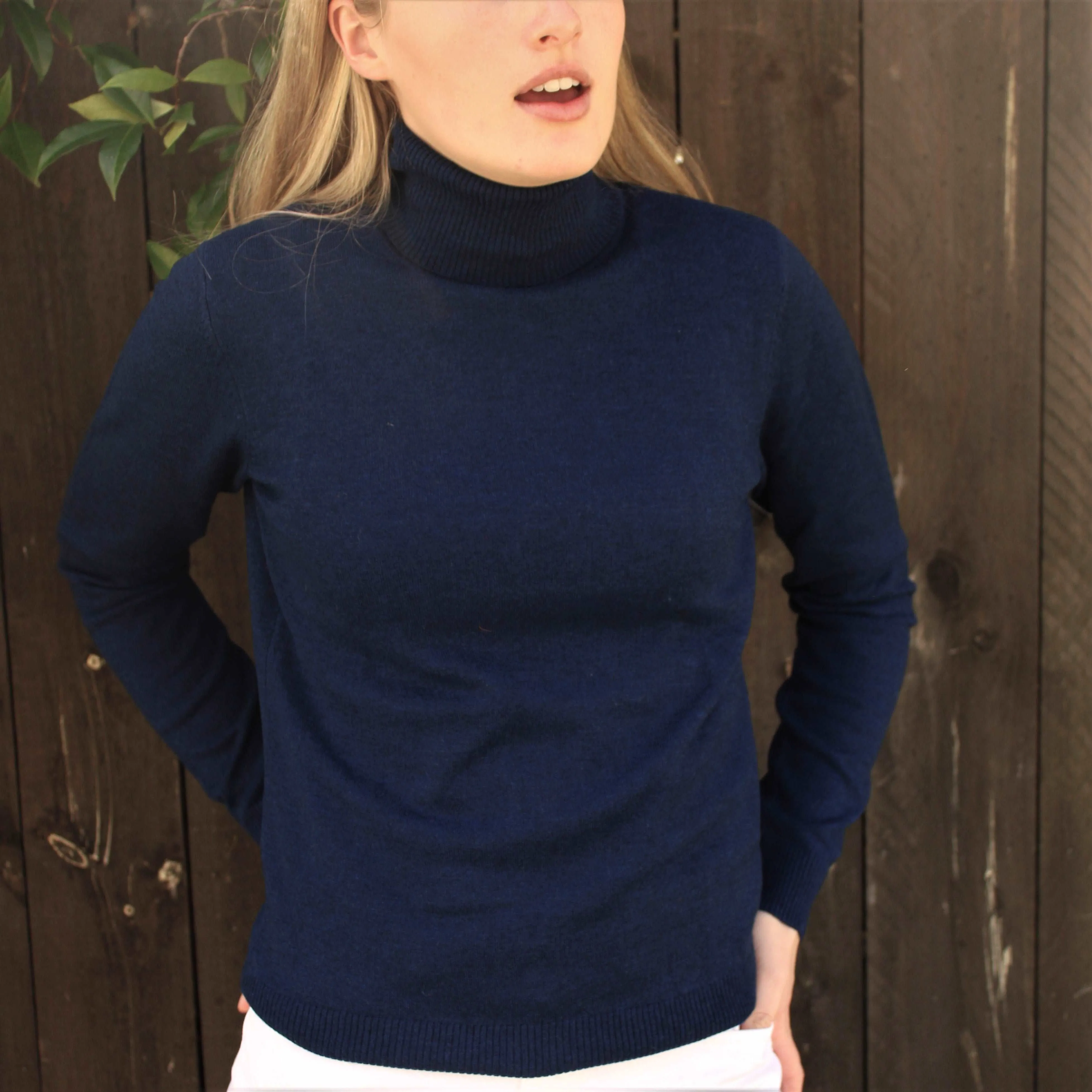 Roll Neck Top - Navy