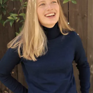 Roll Neck Top - Navy