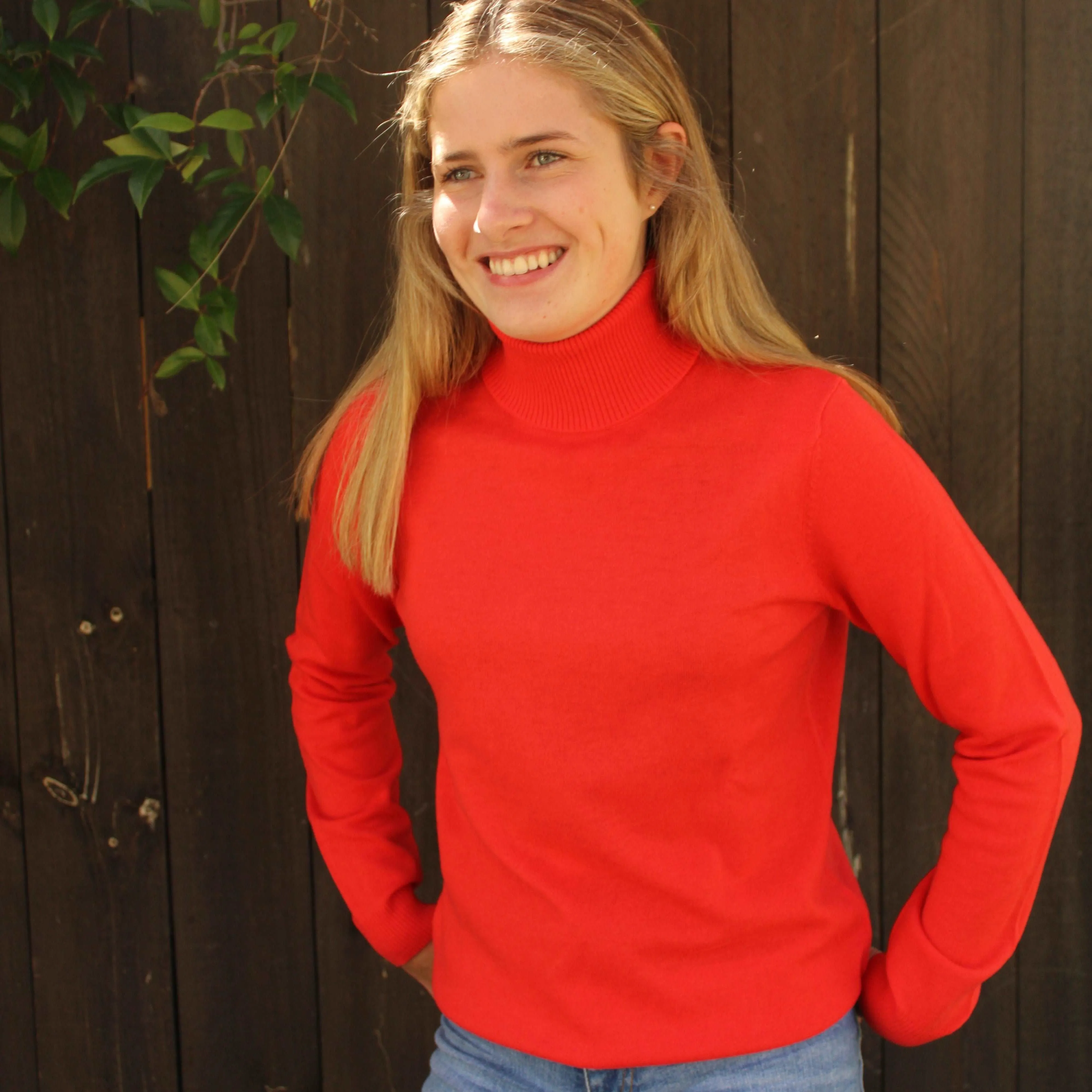 Roll Neck Top - Red