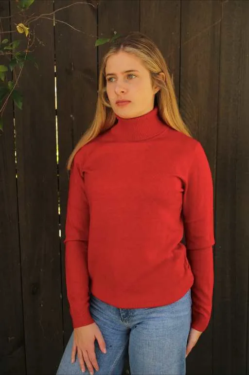 Roll Neck Top - Red