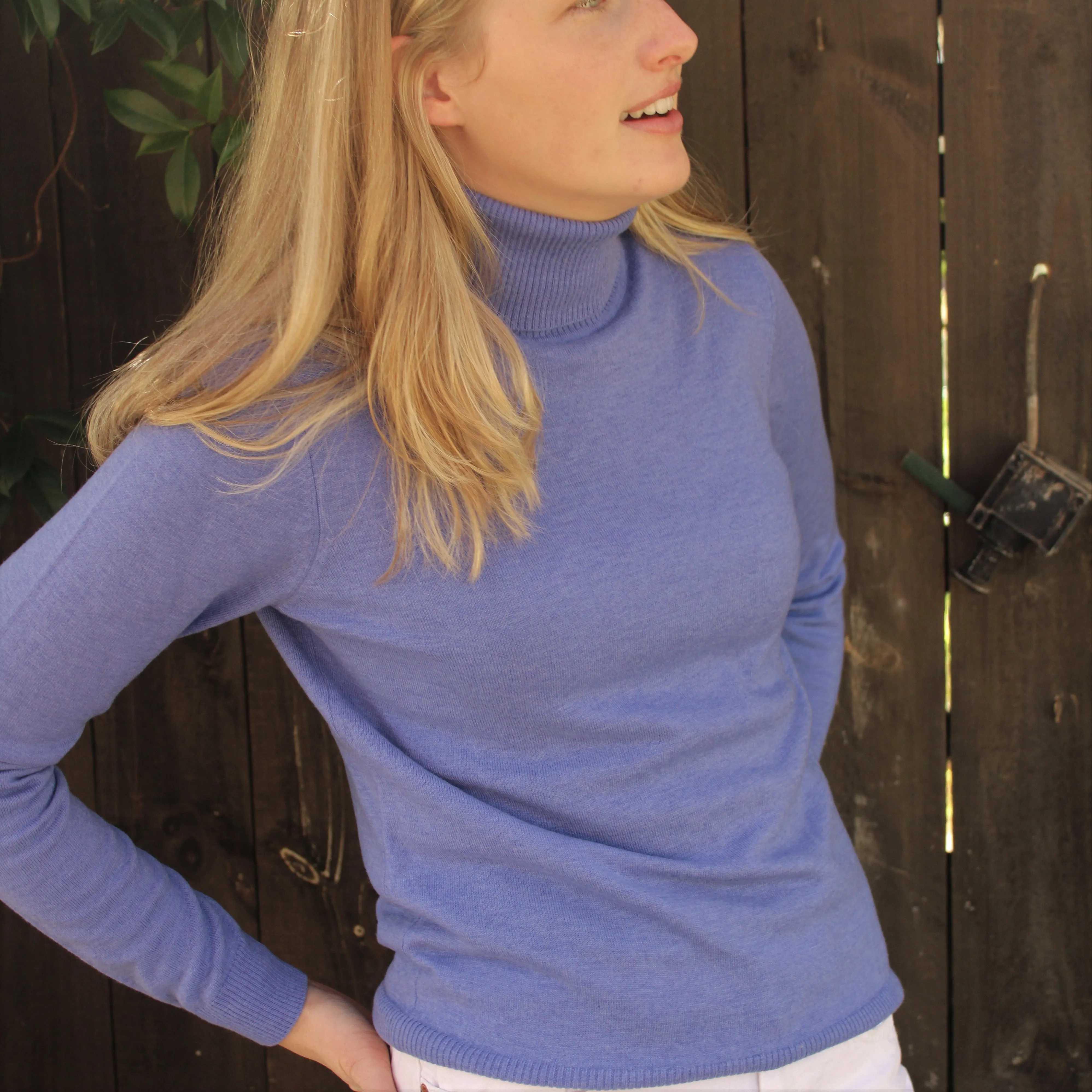 Roll Neck Top - Sky