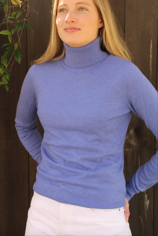 Roll Neck Top - Sky