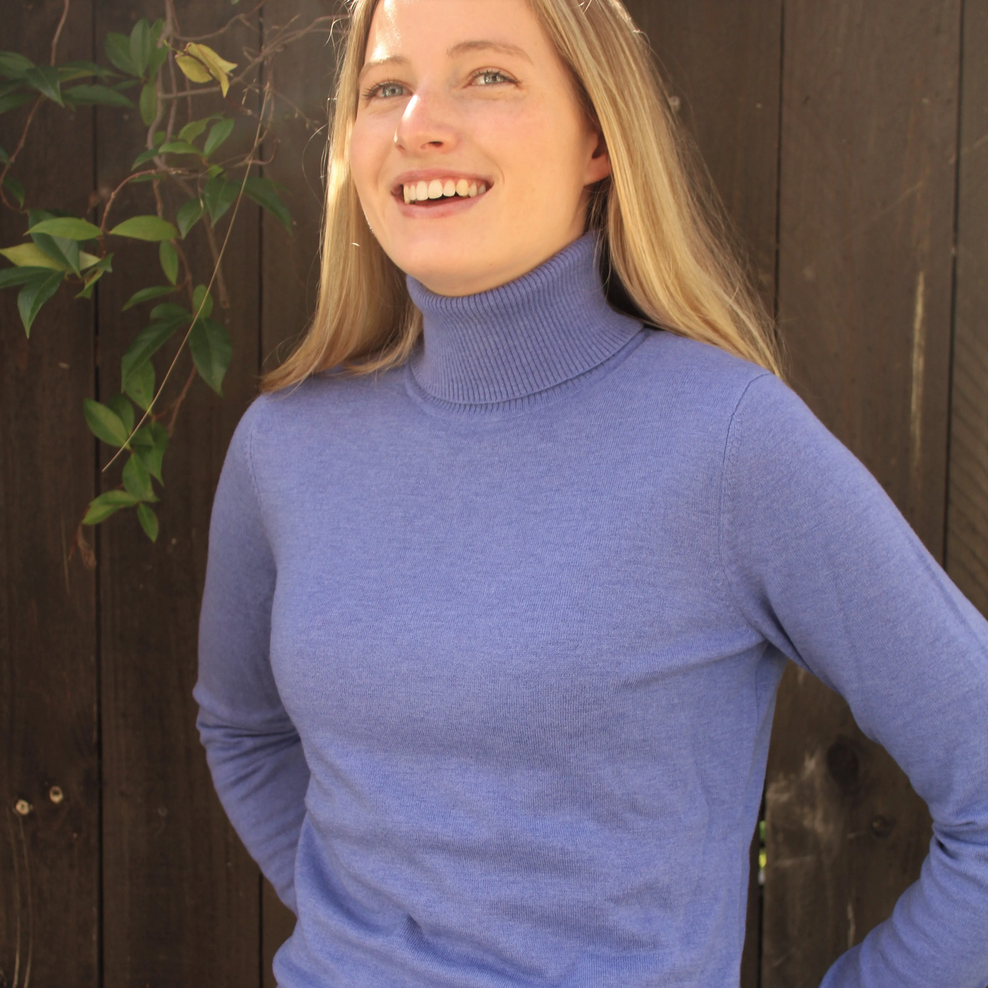 Roll Neck Top - Sky