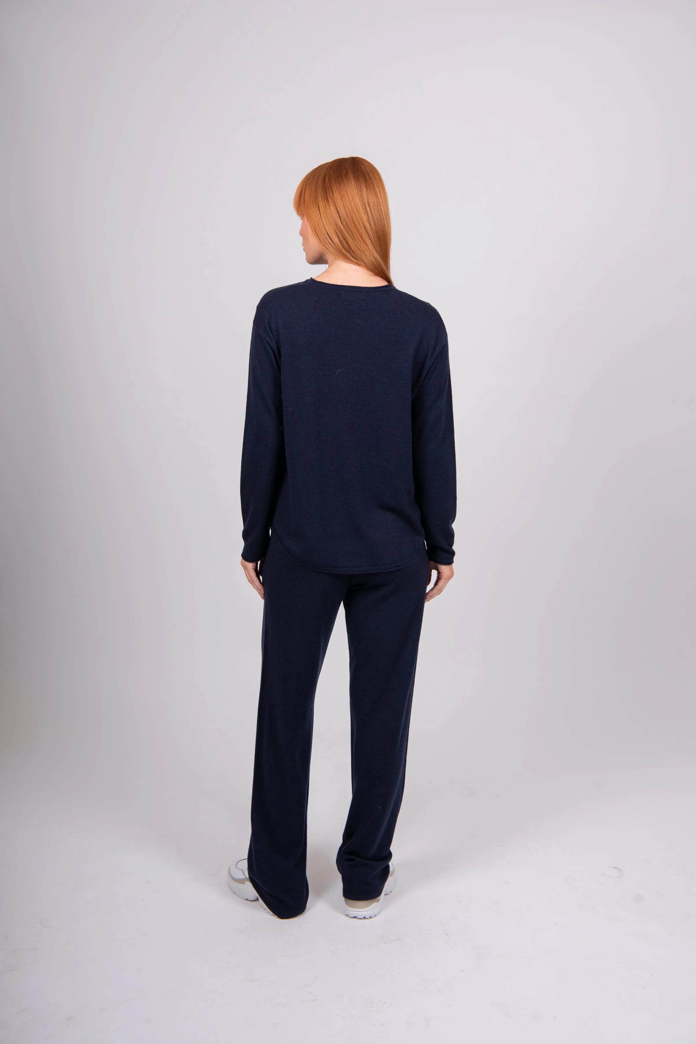 Roll Trim Relaxed Pullover - Navy