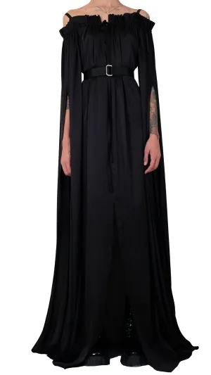 Silk Long Dress with Open Shoulders