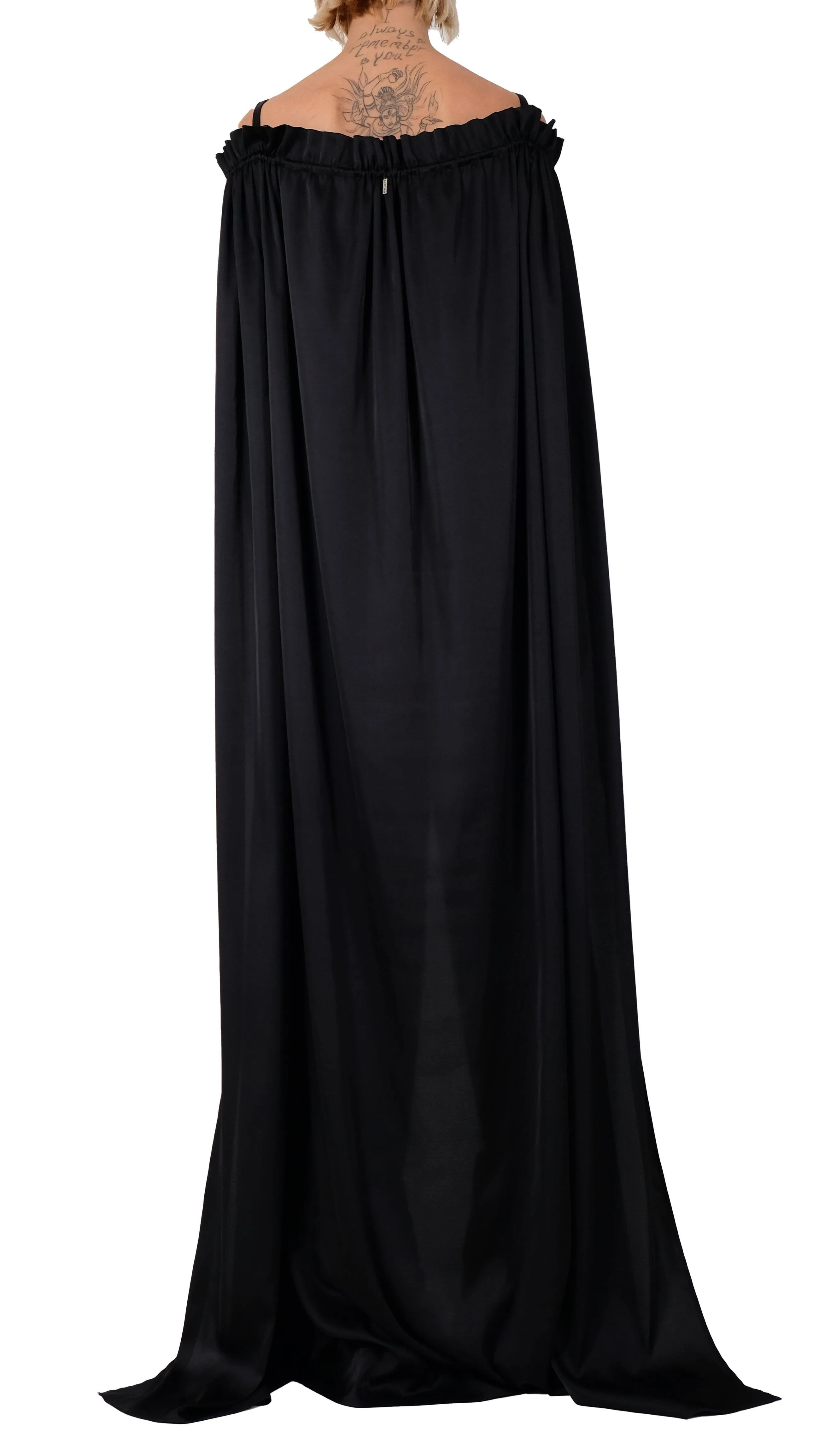 Silk Long Dress with Open Shoulders