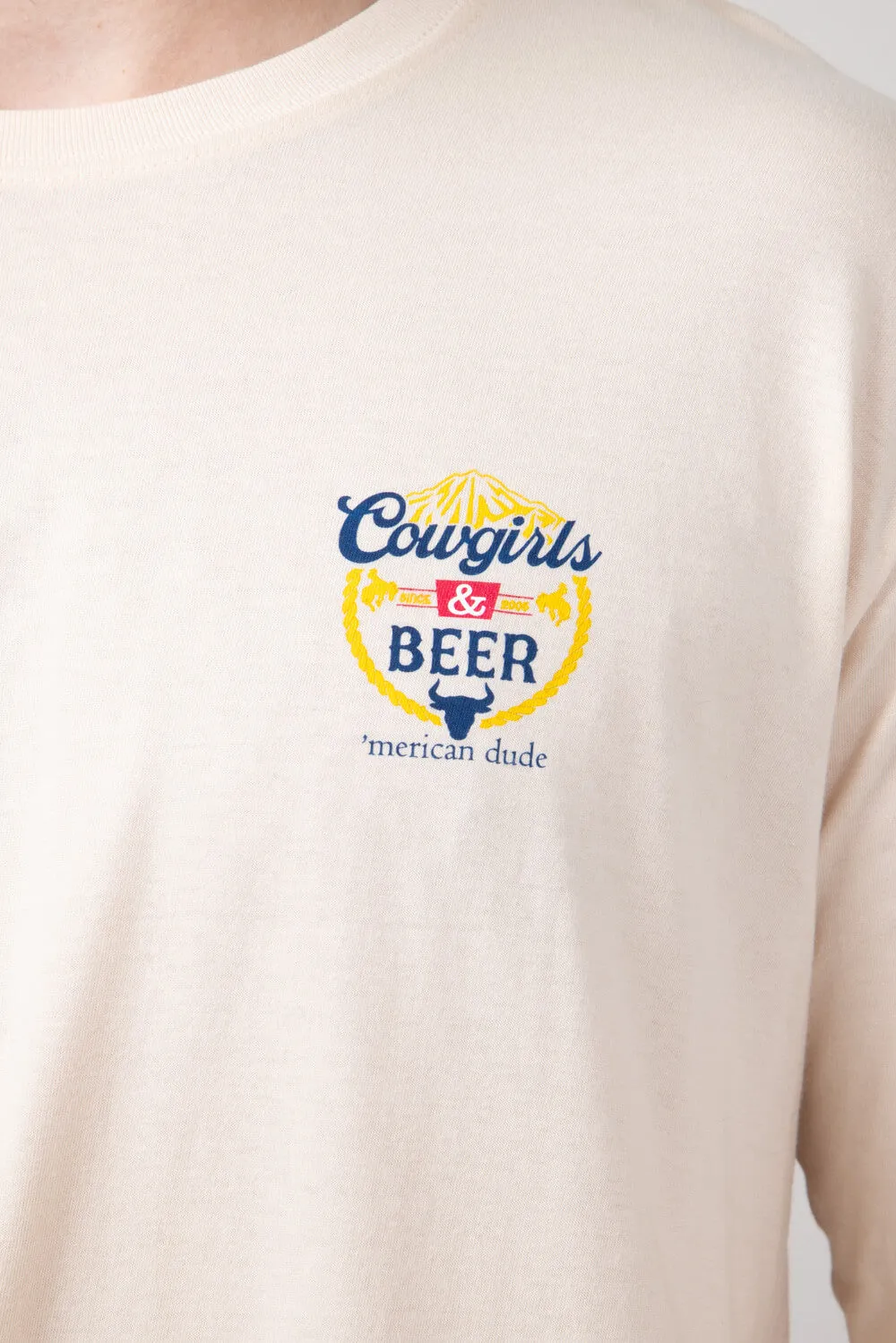 Simply Southern Long Sleeve Cowgirls & Beer T-Shirt for Men in Beige | MN-LS-COWGIRLS-WHISPER