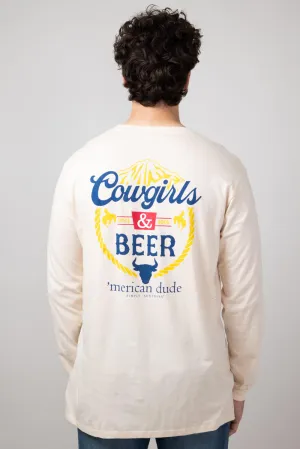 Simply Southern Long Sleeve Cowgirls & Beer T-Shirt for Men in Beige | MN-LS-COWGIRLS-WHISPER
