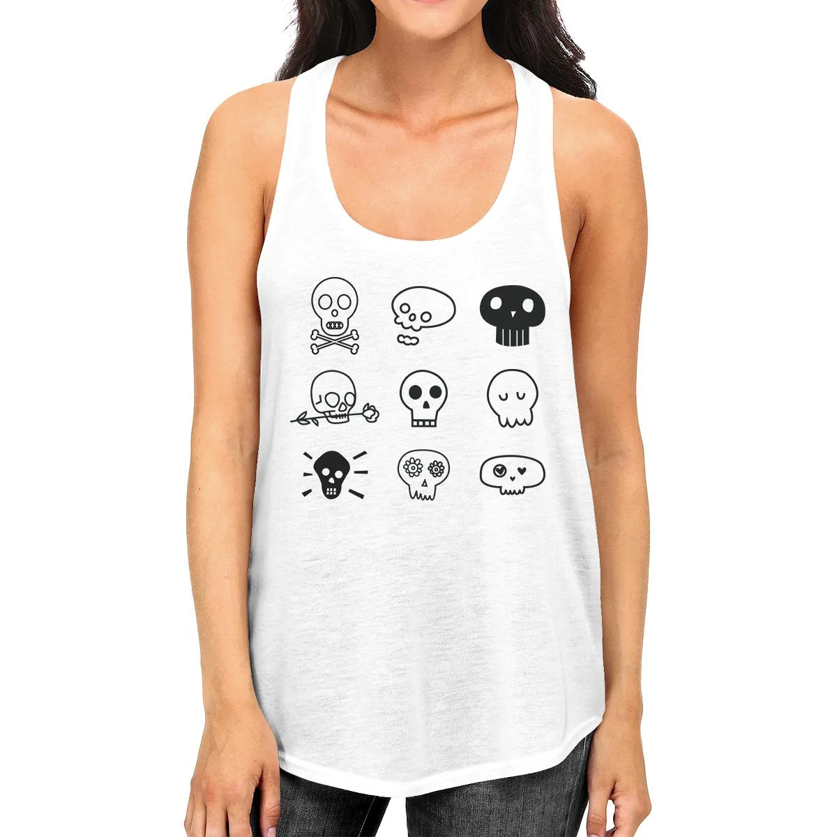 Skulls Women's Tank Top- White