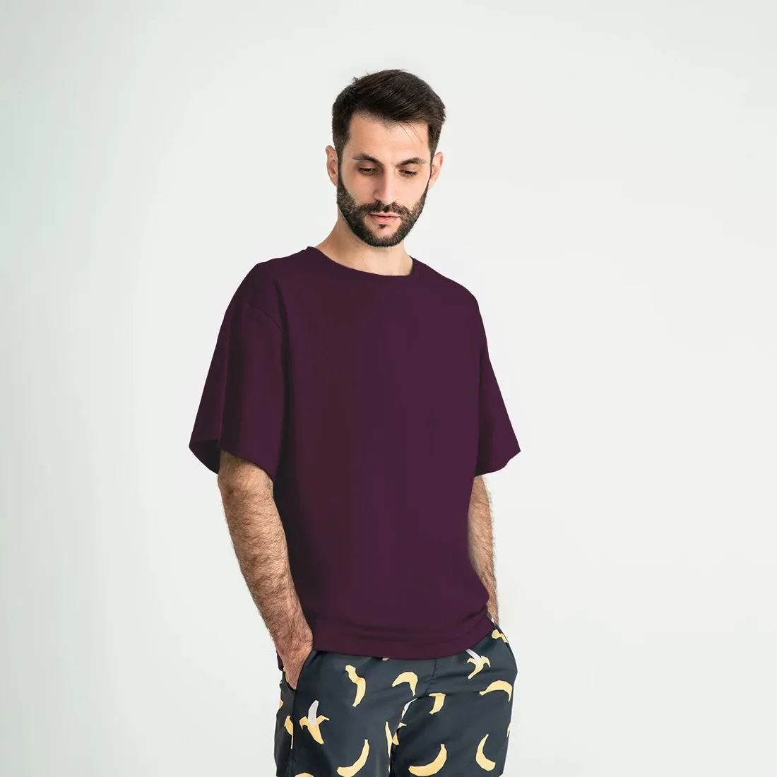 Soft Cotton Oversized T-Shirt, Plum