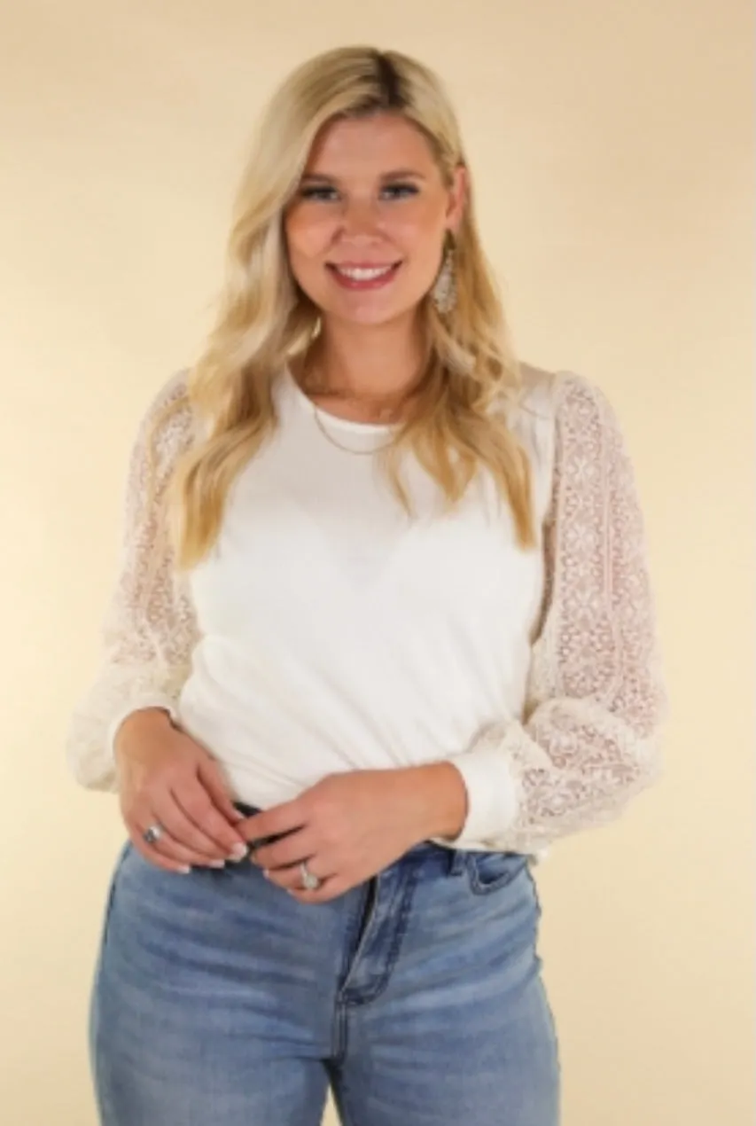 Somebody's Sweetheart Lace Sleeve Top