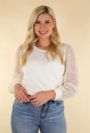 Somebody's Sweetheart Lace Sleeve Top