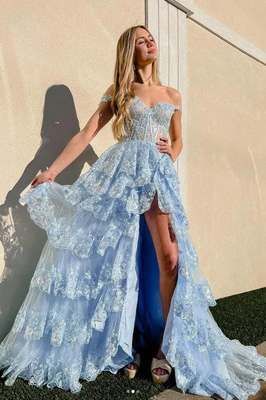 Sparkly Prom Dress with Slit Skirt, Long Graduation School Dresses, Evening Party Gown OM772