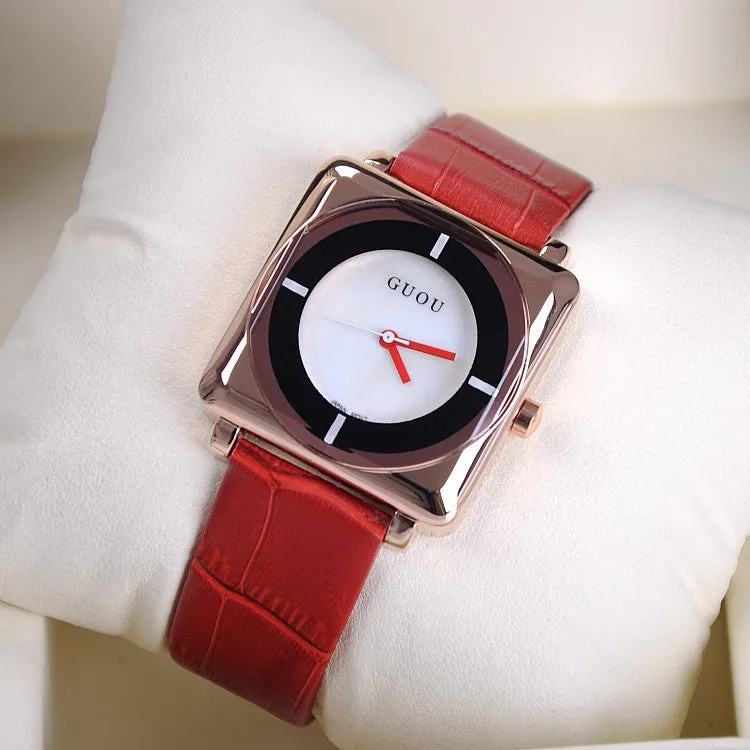 Square Pattern Durable Women's Watch