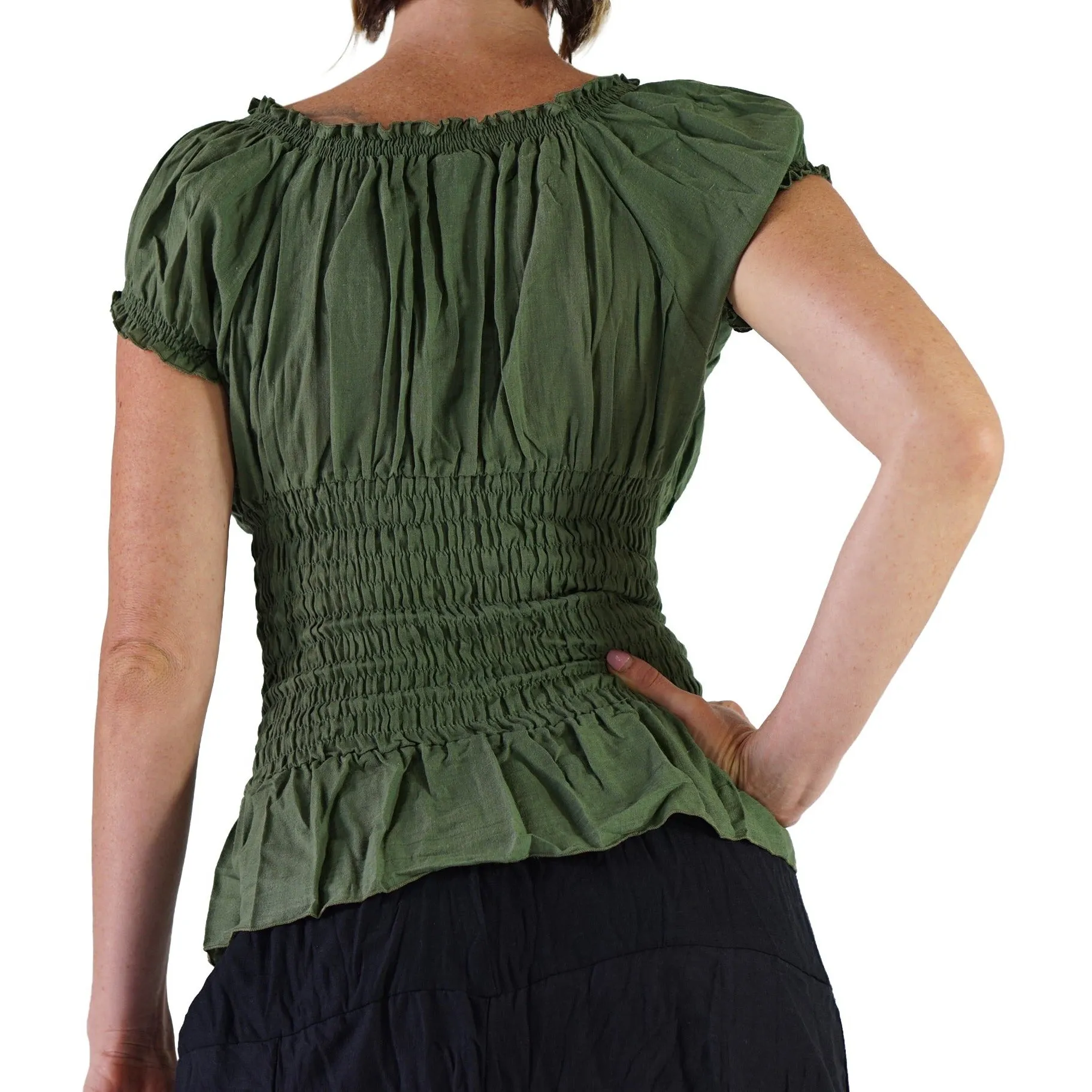 'SS Peasant Blouse, Chemise' - Fern Green