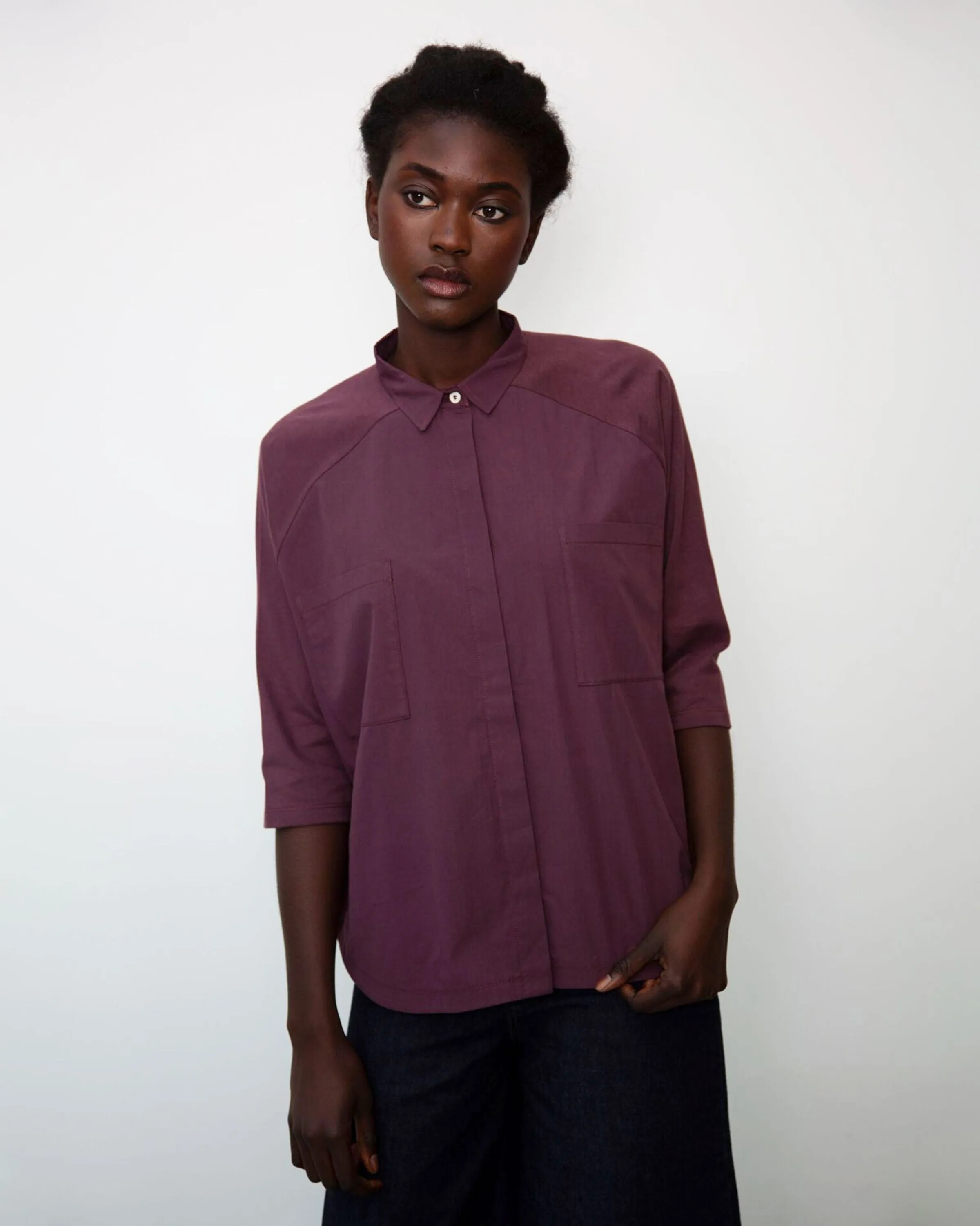 Stephanie Organic Cotton Shirt In Plum