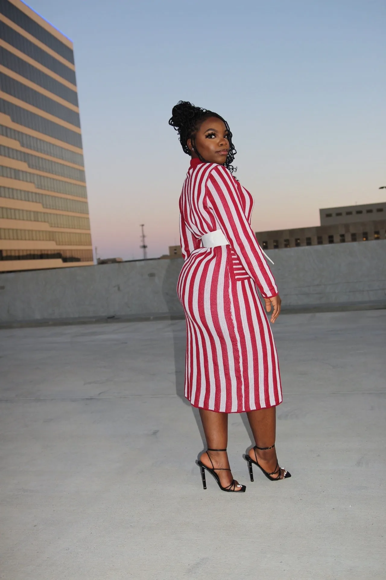 Striped Knit Sweater Dress