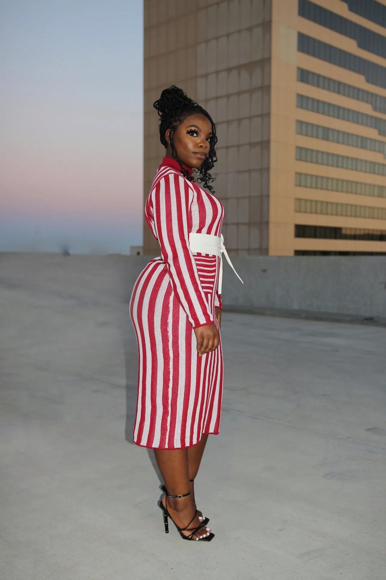 Striped Knit Sweater Dress