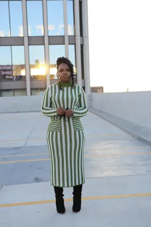 Striped Knit Sweater Dress