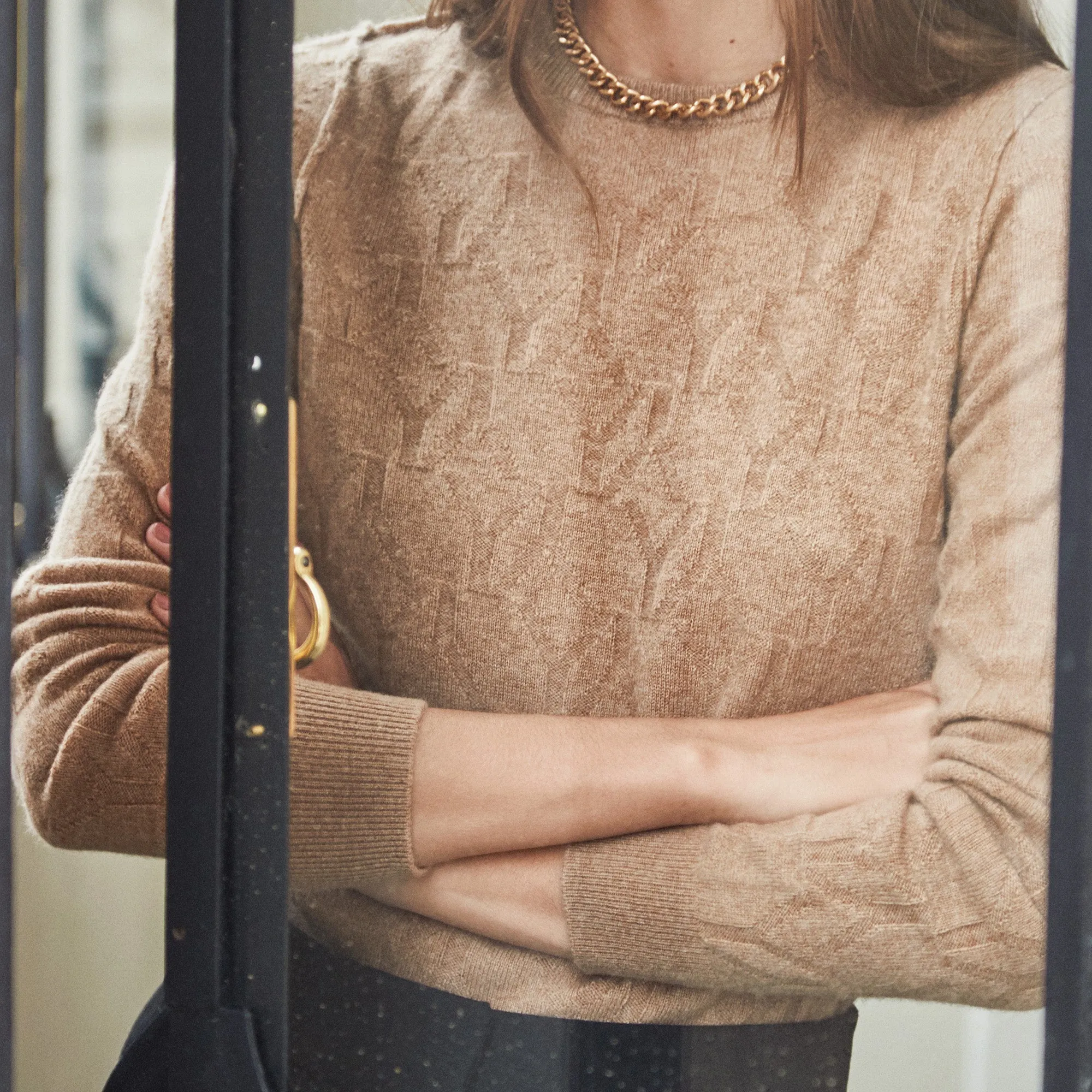 Sweater Cashmere Camel YY Logomania