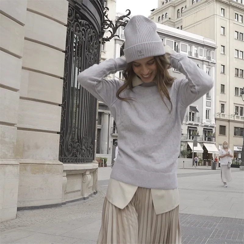 Sweater Cashmere Light Grey YY Logomania