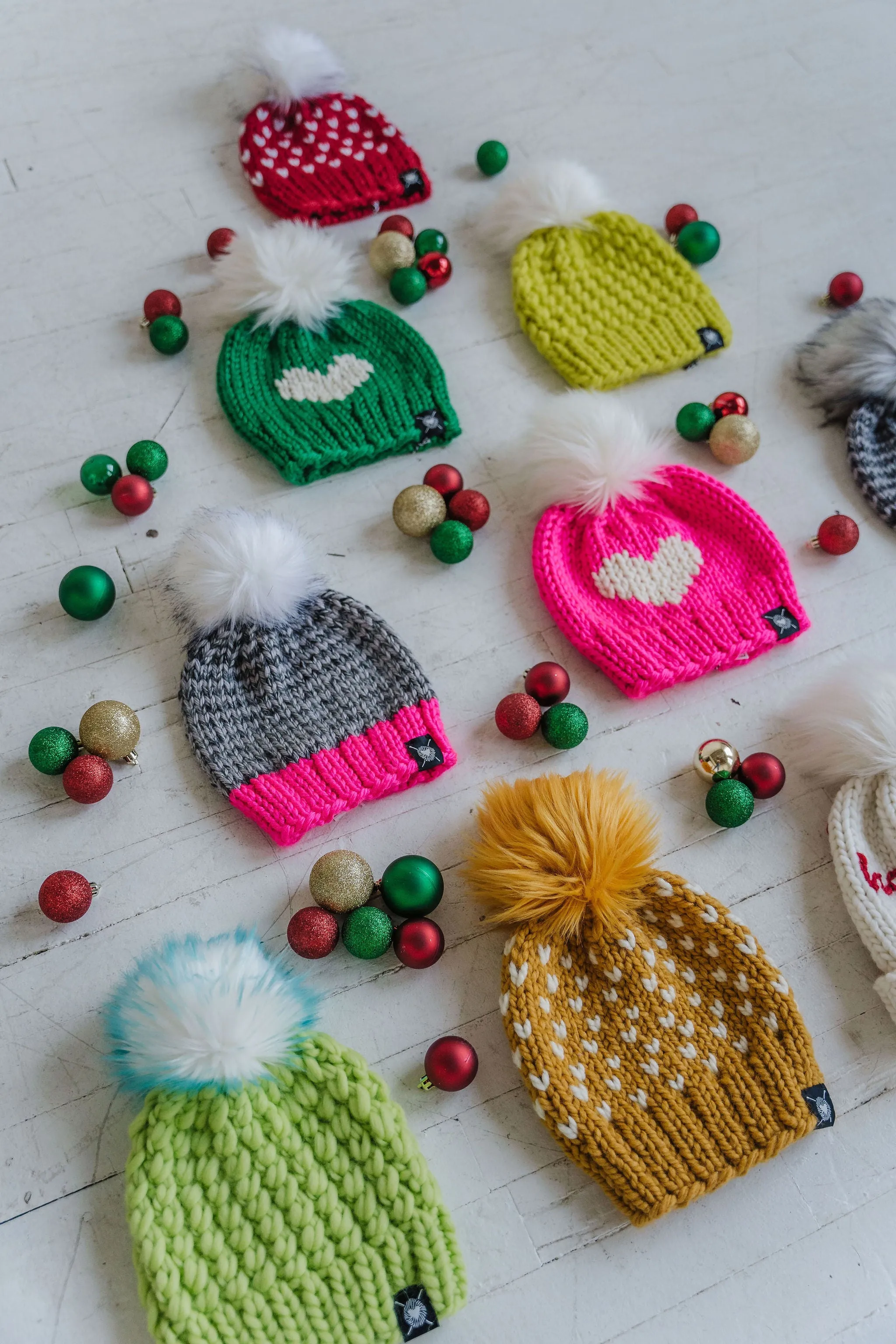 Tiny Hearts Faux Fur Pom-Pom Beanie in XOXO