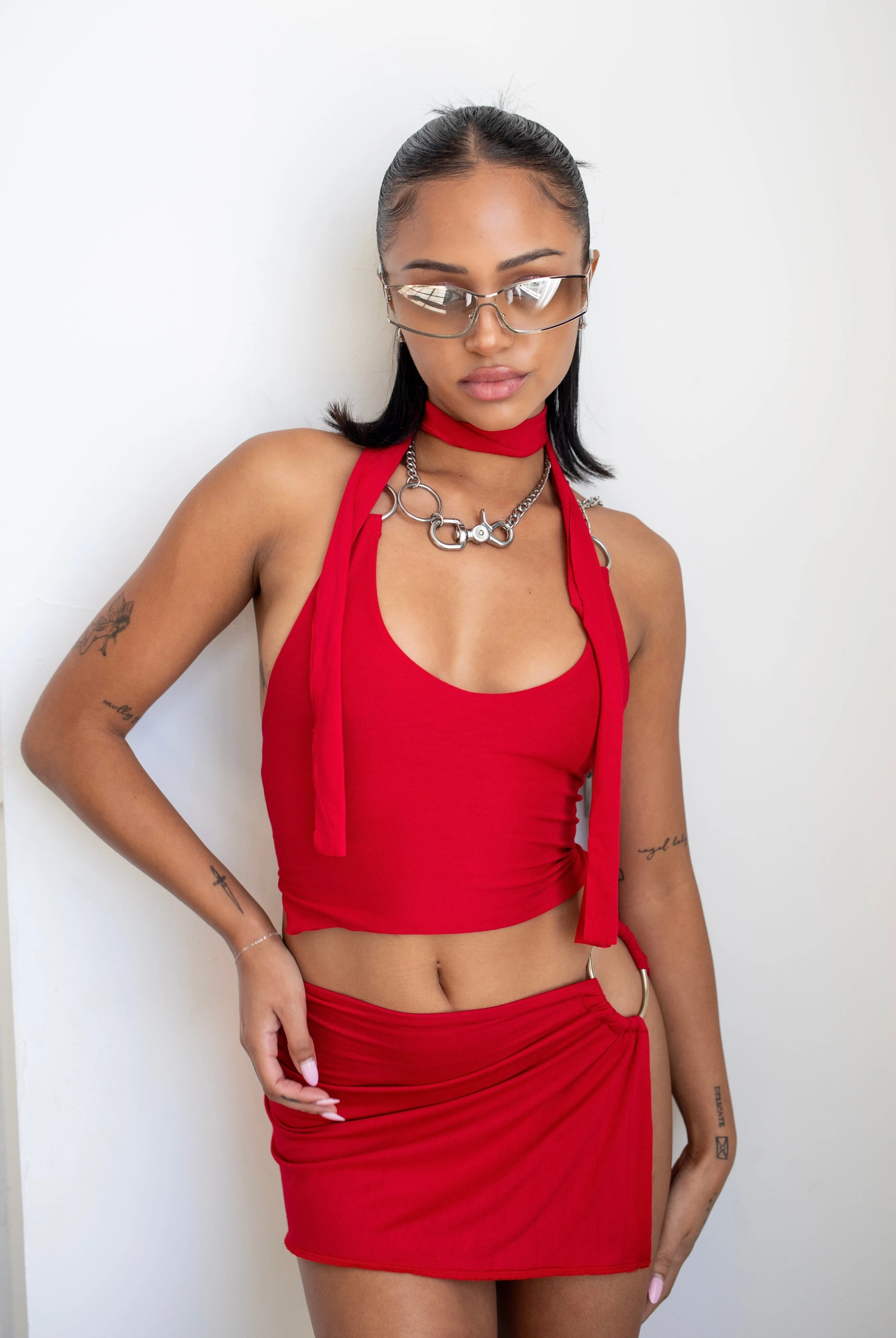 Untamed bamboo scarlet halter top