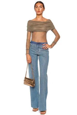 Veiled Eucalyptus Off Shoulder Silk Top