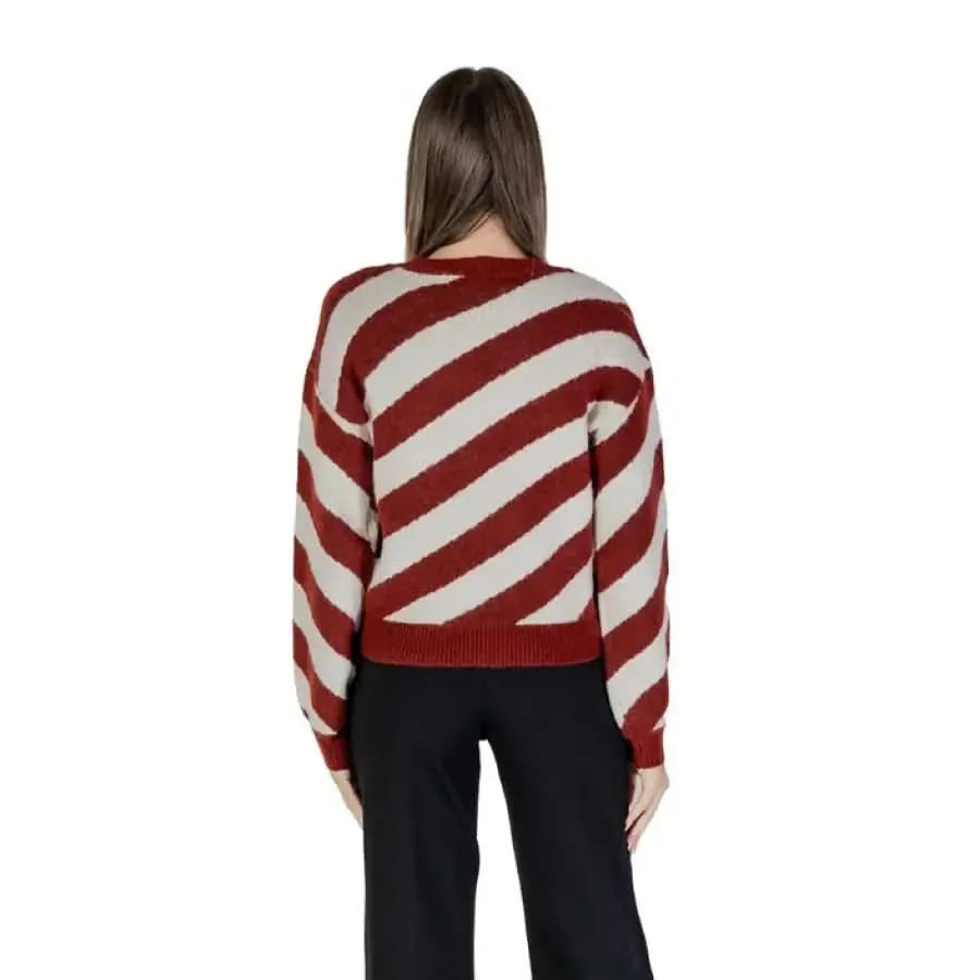 Vero Moda Bordeaux Striped Knit Sweater for Women