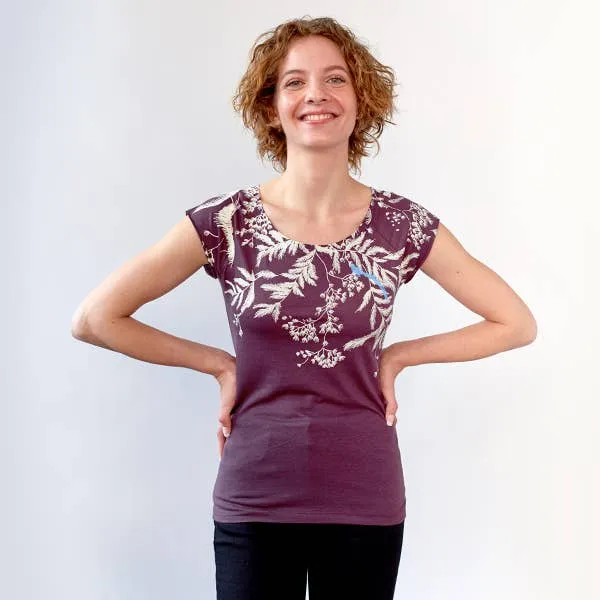 Vines Bamboo T Shirt in Purple by Umsteigen