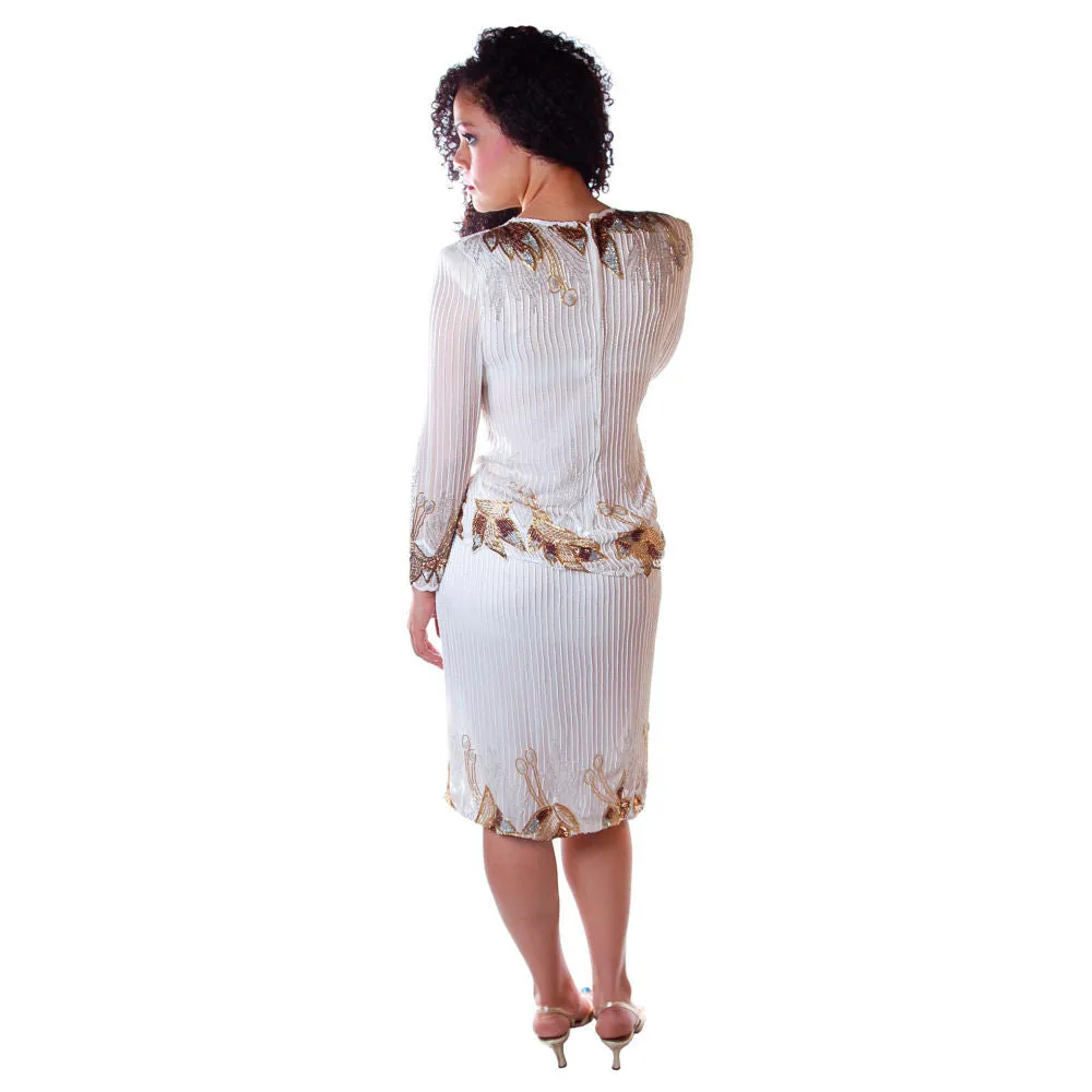 Vintage Beaded Skirt/Top Crystal Evening Wear 1980 Glam Medium