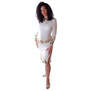 Vintage Beaded Skirt/Top Crystal Evening Wear 1980 Glam Medium