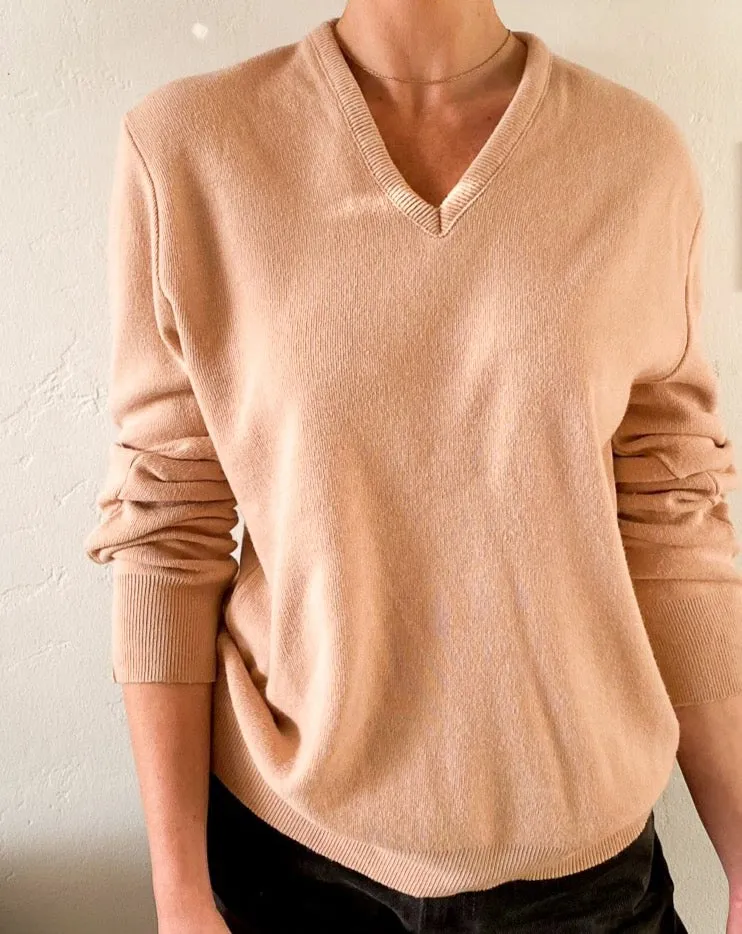 Vintage Beige V-Neck Sweater