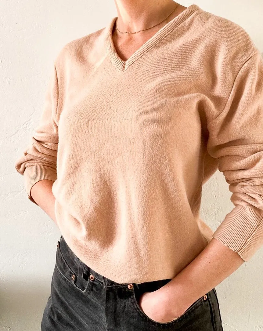 Vintage Beige V-Neck Sweater