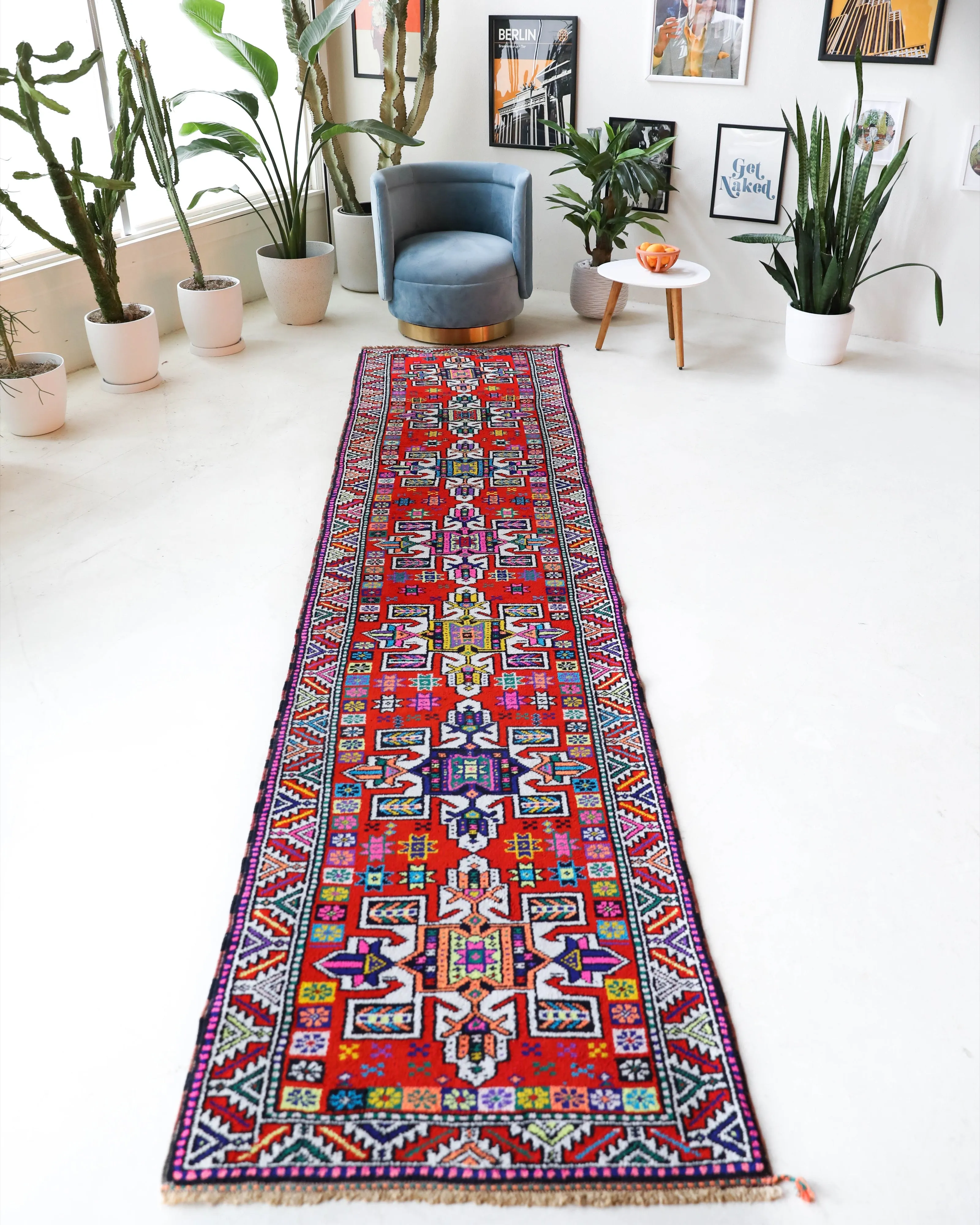 Vintage Kurdish Herki Runner Rug 2'10"x12'2"