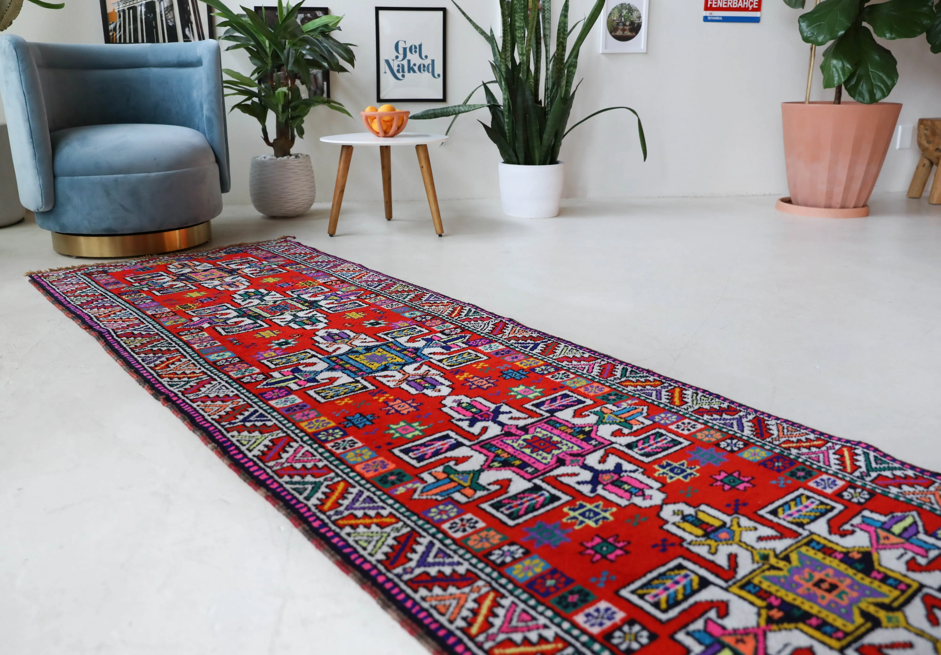 Vintage Kurdish Herki Runner Rug 2'10"x12'2"